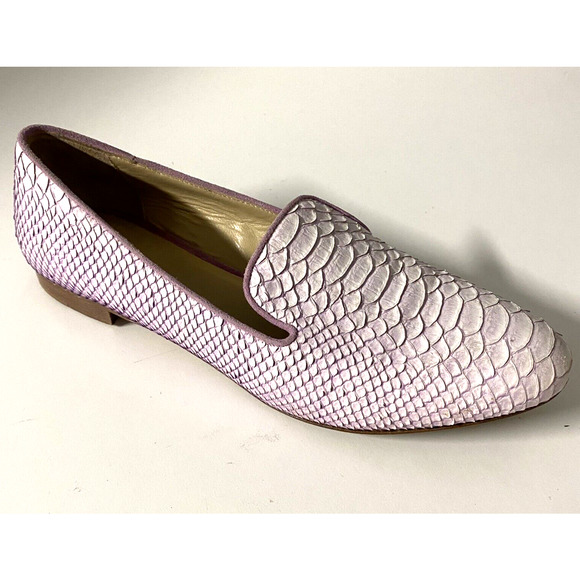 M Gemi Petalo Smoking Shoe Loafer Purple Python Snake Reptile Flat Slip …